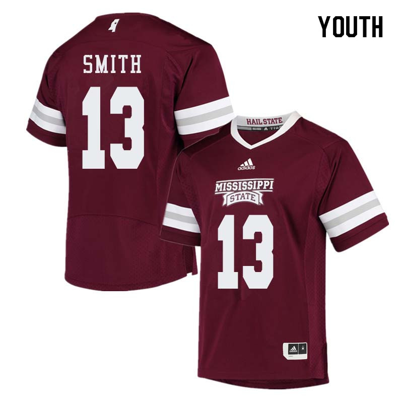 Youth #13 Braden Smith Mississippi State Bulldogs College Football Jerseys Sale-Maroon - Click Image to Close